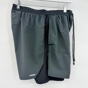 Nike Men's Black Dark Gray 2 in 1 Running & Biker Athletic Shorts Size Large